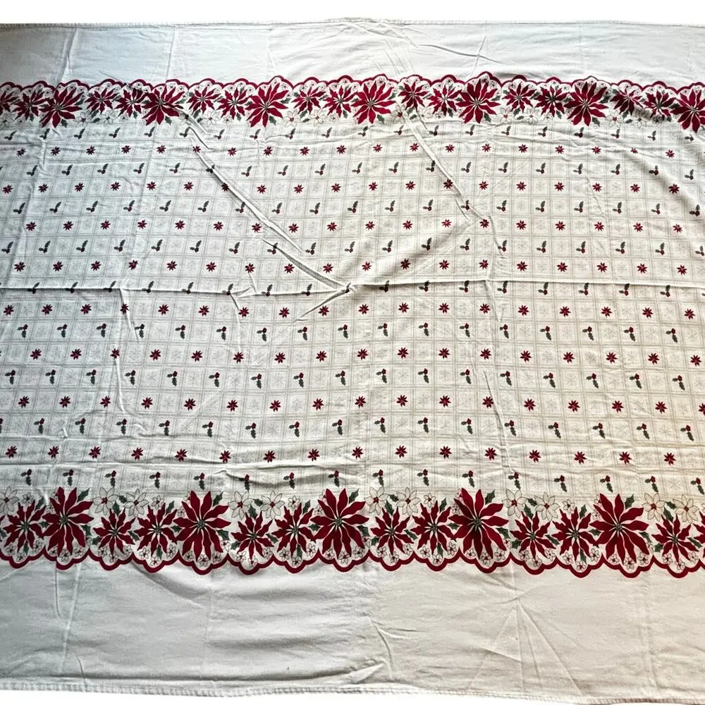 Martha Stewart cotton Christmas tablecloth farmhouse cottage style rectangle